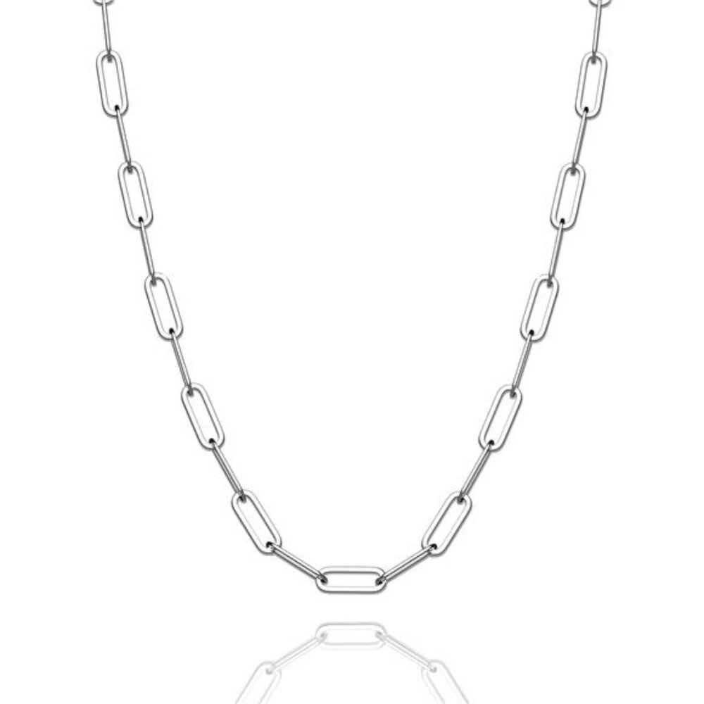 Sterling Silver Paperclip Chain Necklace - Silver